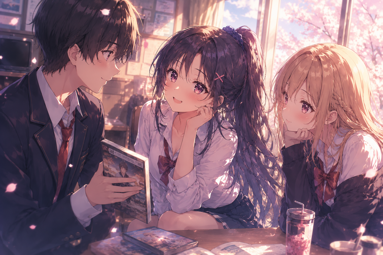 アニメ『クラスで2番目に可愛い女の子と友だちになった』。人見知りの真樹と、クラスで2番目に可愛い朝凪海が放課後を共にするメインビジュアル