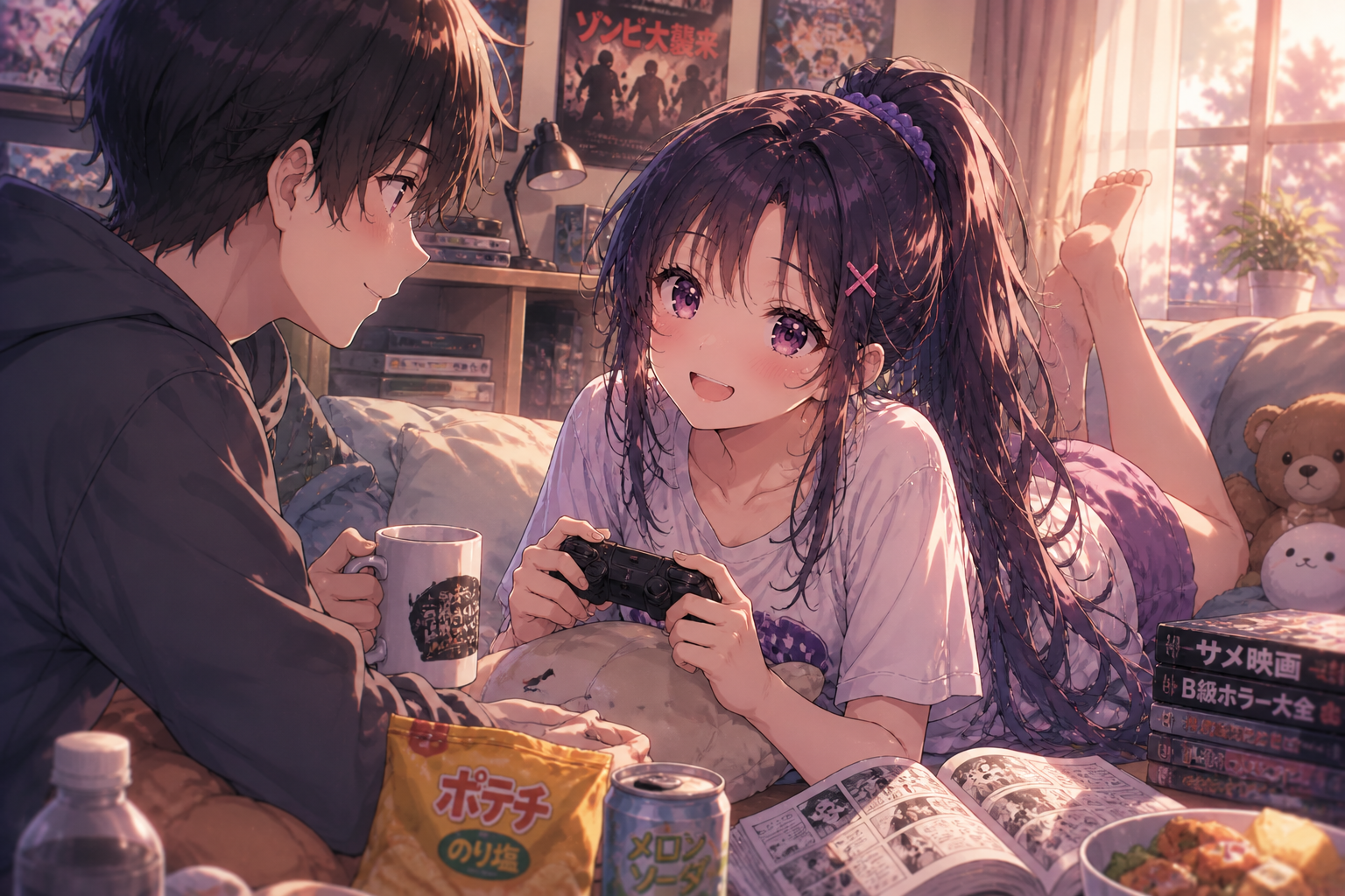 『クラ二』朝凪海（CV：石見舞菜香）。学校での明るい姿と、真樹の前だけで見せるB級映画好きな「素の顔」のギャップが尊いシーン