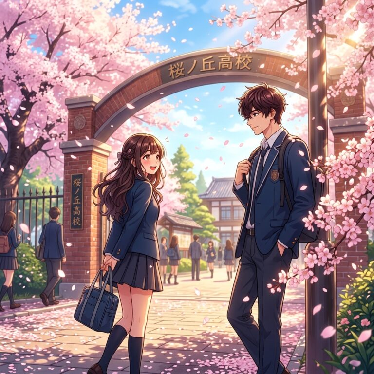 桜の校門での再会