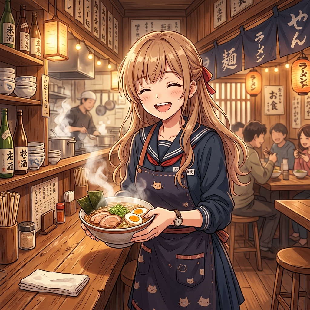 キルアオ ラーメン屋で働くノレン