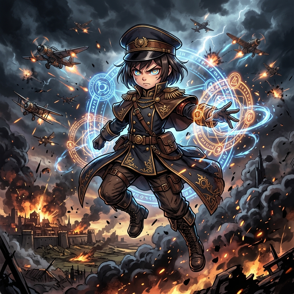 アニメ「幼女戦記」のターニャをイメージしたイラスト