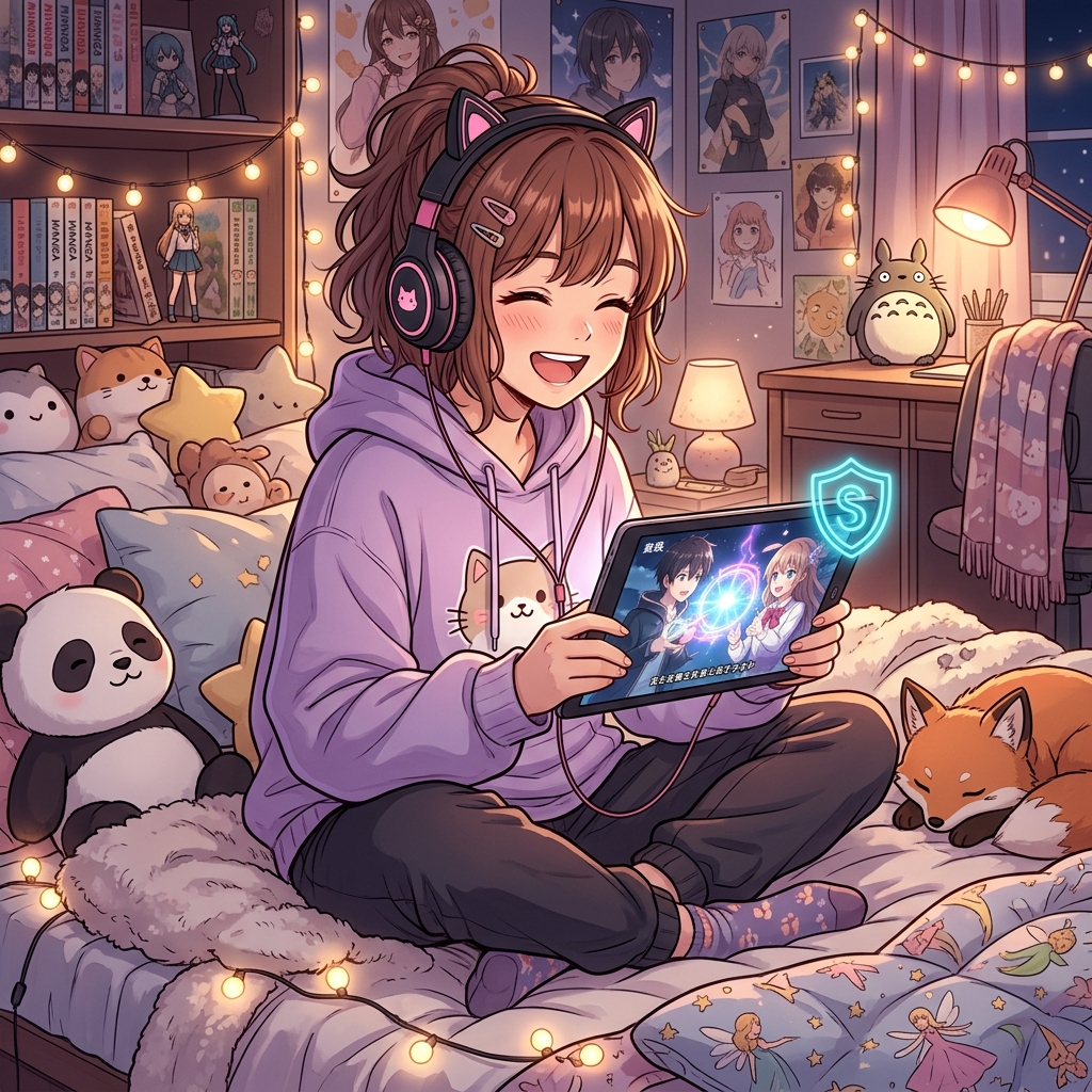 安全にアニメを楽しむイラスト